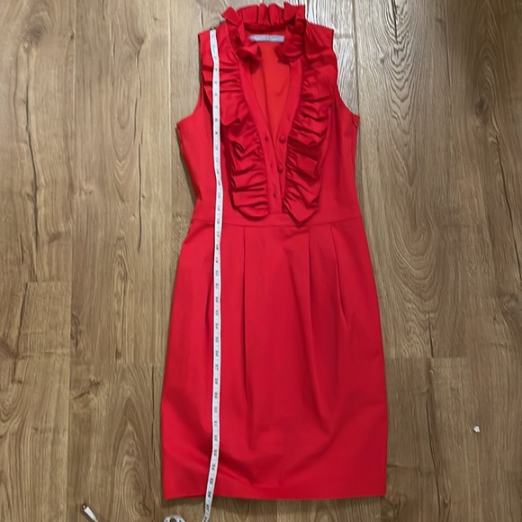 Marc New York Red COCKTAIL DRESS pockets Ruffle V-neck Sz 4 - Picture 7 of 10